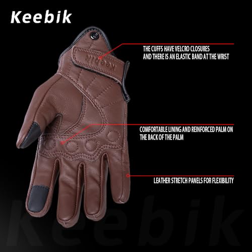 Goatskin Leather Motorcycle Motorbike Powersports Racing Gloves Reflective Skull Touchscreen for Men and Women Model
