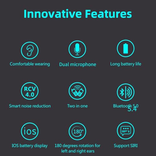 Bluetooth Earpiece Headphone Dual Noise Cancelling Mic Painless Open