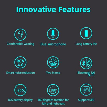 Bluetooth Earpiece Headphone Dual Noise Cancelling Mic Painless Open