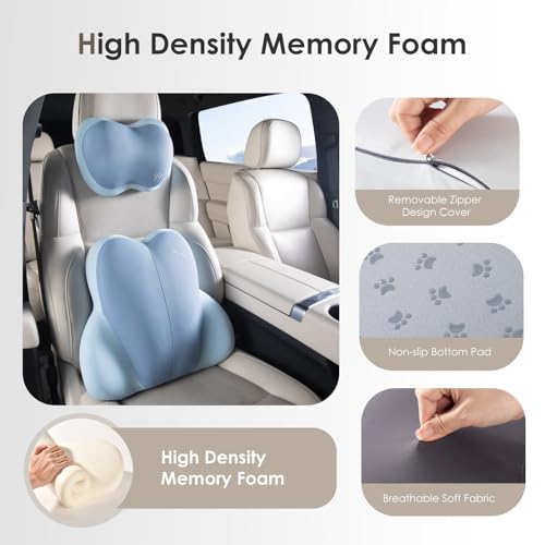 Lumbar Support with Car headrest Back Pillow for Chairs Headrest Pillow for Car Ergonomic Ultrathick Memory Foam Back Pillow for Office Chair