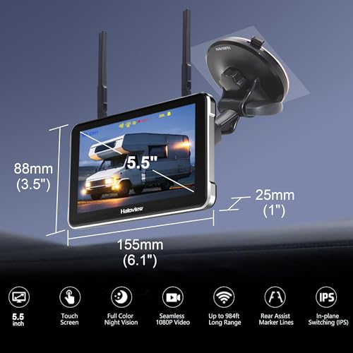 Byte Tango BT6 Touch RV Backup Camera Wireless 2.4G Digita FHD 1080P DVR Rearview and 5.5" Touch Screen Monitor System for RV