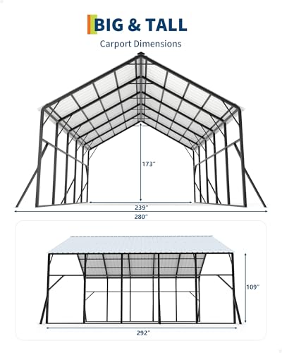 20x25x14 ft Metal Carport for RV