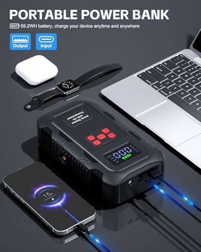5000A Jump Starter with Air Compressor