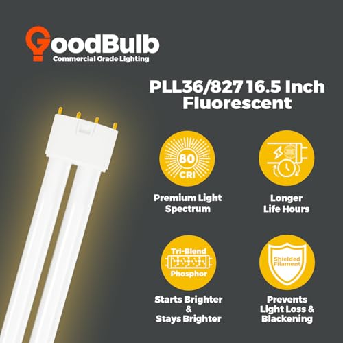 PLL36/827 | 36W 16.5" Twin Tube Compact Fluorescent Light Bulb | 4-pin 2G11 Base 2700K Soft White 2400 Lumen | 36000 Hour Long Life Biax | Pack of 10 (10 Count)
