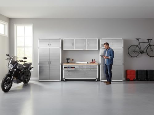 Heavy Duty 8 Piece Steel Garage Cabinet Storage Set with Rolling Workbench