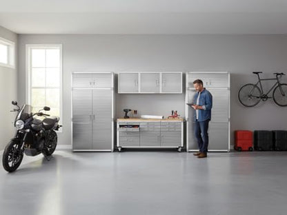 Heavy Duty 8 Piece Steel Garage Cabinet Storage Set with Rolling Workbench