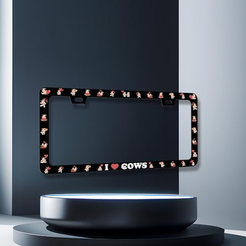 Stainless Steel Cute I Love Cows License Plate Frame 12.3 x 6.3 Inch