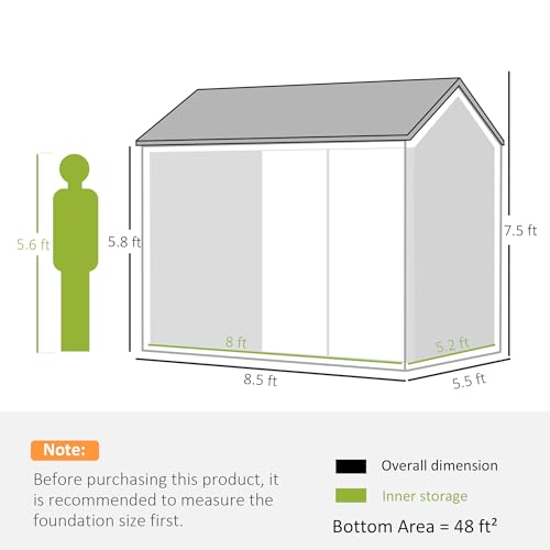 8' x 5.5' Outdoor Storage Shed Metal Garden Shed Window Gray