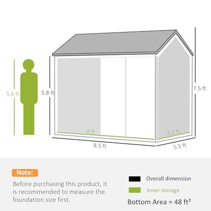8' x 5.5' Outdoor Storage Shed Metal Garden Shed Window Gray