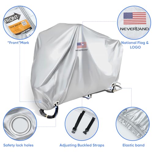 Motorcycle Cover Waterproof Outdoor All Weather Protection Silver