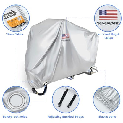 Motorcycle Cover Waterproof Outdoor All Weather Protection Silver