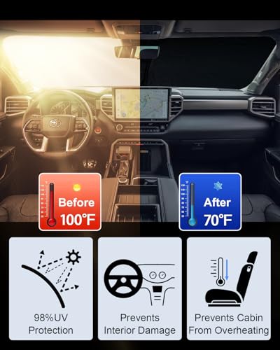 Foldable Front Windshield Sun Shade fit for Toyota Tundra 2022
