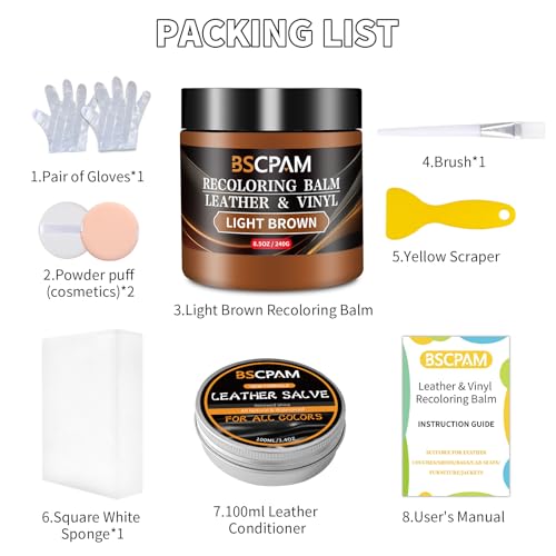 Light Brown Leather Recoloring Balm with 100ml Mink Oil