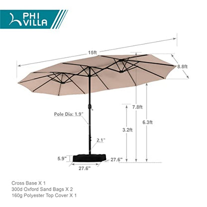 15FT Patio Umbrella with Base
