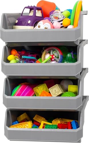 Extra Large Stackable Plastic Storage Bins (4 Count)