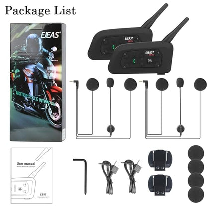 V6 Pro Motorcycle Helmet Bluetooth Intercom Headset 1200M 2 People Full Duplex Wireless Motorbike Interphone Connect Up to 6 Riders for Motorcycling Skiing and Climbing (2 Count)