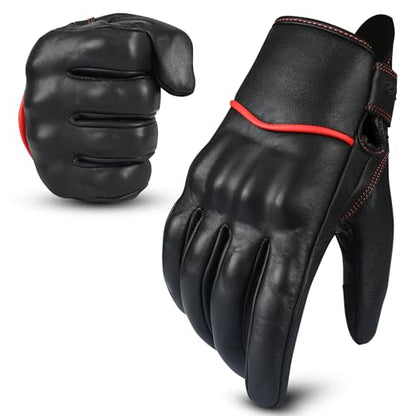 Motorcycle Gloves Men's Leather Motorbike Gloves Touchscreen Function