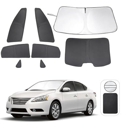 Window Shades for Nissan Sentra 2014 2015 2016 2017 2018 2019 Accessories Car Side Full Windows Rear Triangular Windshield Sun Shade Sun UV Rays Privacy Protection for Camping Napping 8PCS (8 Count)