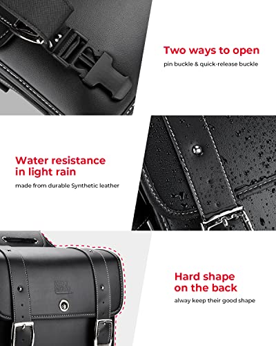 PU Leather 20L Motorcycle Saddlebags with Cup Holder Throw Over (2 Count)