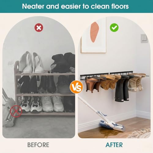 Wall Mount Boot Rack Metal Wader Hangers for Tall Boots (4 Count)