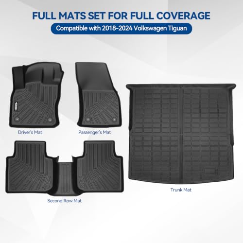 Custom Fit Floor Mats for Volkswagen VW Tiguan 2018 (2 Count)