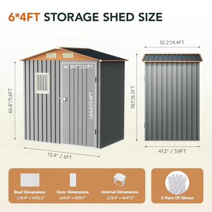 6x4FT Multi Used Shed & Outdoor Storage Shed
