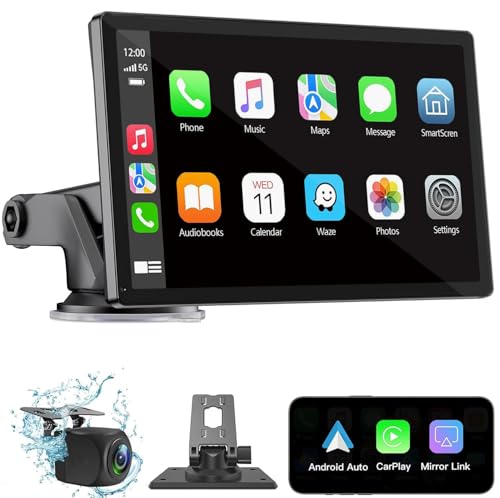 Wireless Carplay Screen for Car 7" HD Portable Car Stereo Touchscreen with Apple CarPlay and Android Auto with Mirror Link