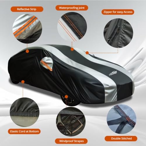 Waterproof Car Cover with Silver Stripe Design