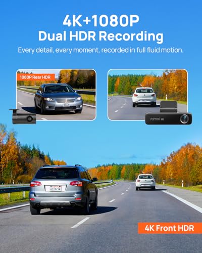 4K Dash Cam Front and Rear for Cars