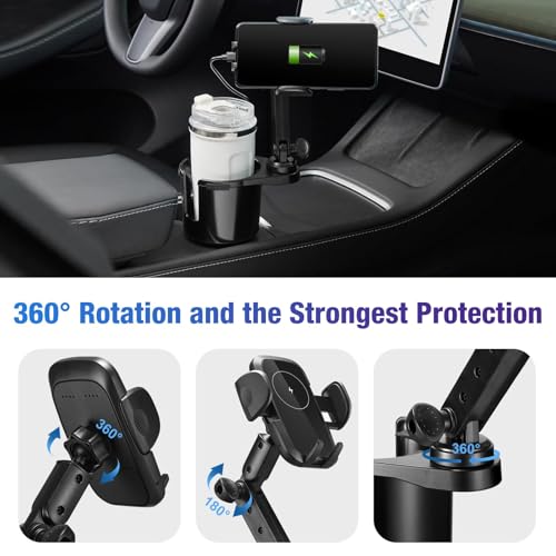Cup Holder Phone Charger 15W Fast Charging Auto Clamping Holder