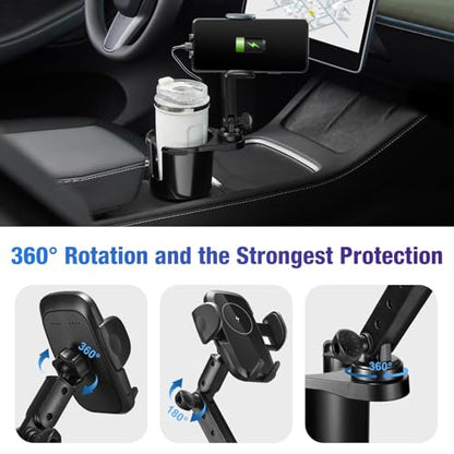 Cup Holder Phone Charger 15W Fast Charging Auto Clamping Holder