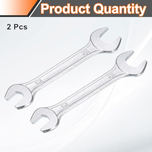 2pcs Double Open End Wrench 10mm x 15mm Metric 15 Degree Offset Angle Small Flat Head Wrench Galvanizing Open Ended Spanner for Automotive Repair Furniture Assembly (2 Count)