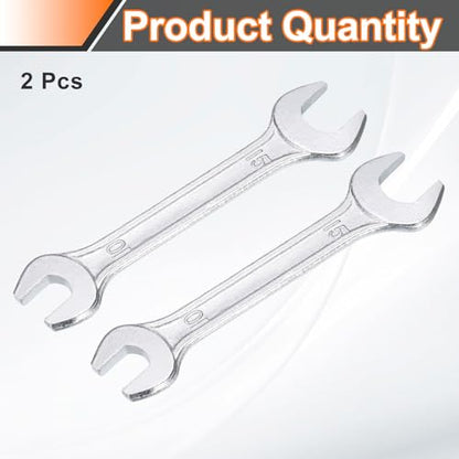 2pcs Double Open End Wrench 10mm x 15mm Metric 15 Degree Offset Angle Small Flat Head Wrench Galvanizing Open Ended Spanner for Automotive Repair Furniture Assembly (2 Count)