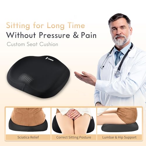 Car Seat Cushion and Lumbar Support Headrest Pillow Memory Foam Ergonomic Car Cushion Back Neck Support Pillow Sciatica & Back & Tailbone Pain Relief Cushion for Car Seat Driving