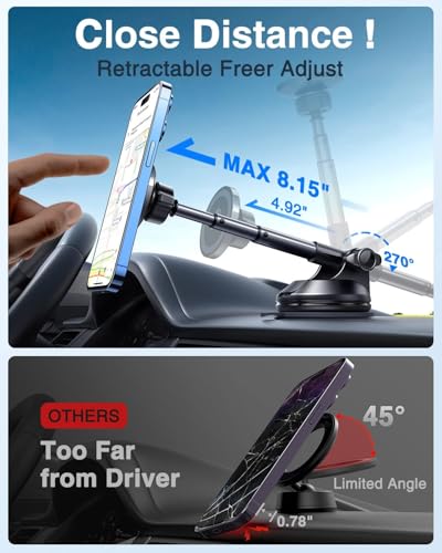 for MagSafe Car Holder [Dash+Windshield+Vent] Magnetic Phone Mount