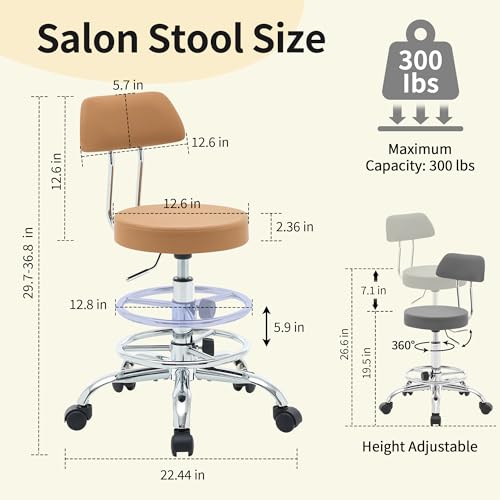 Rolling Stool with Back