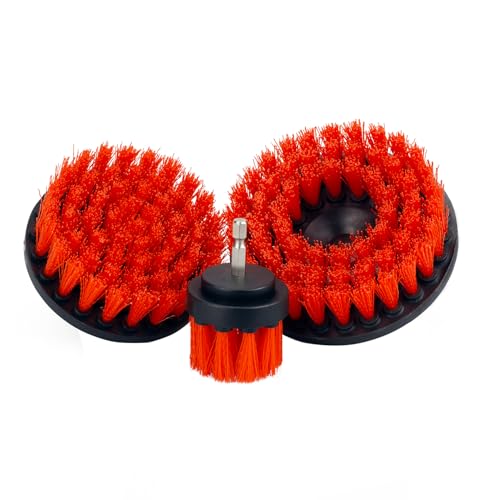 2", 4", & 5" M8 Medium-Duty Upholstery Carpet Brush with Drill Attachment Set – Power Scrubber Attachment for Car Detailing – Removes Grime, Stains & Spots from Fabric, Seats & Carpets