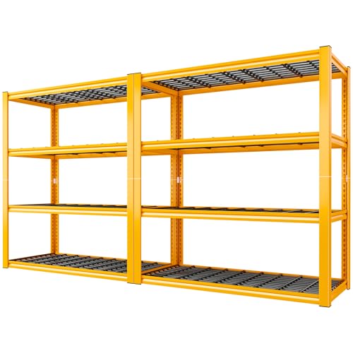 40" W Yellow Garage Shelving with Double (2 Count)