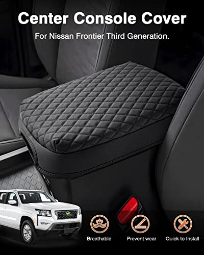 Custom for Center Console Cover Nissan Frontier 2025 2024 2023 2022 Armrest Cushion Pad Cover PU Leather Frontier Accessories 2025 2026 Car Armrest Seat Box Cover Protector Anti