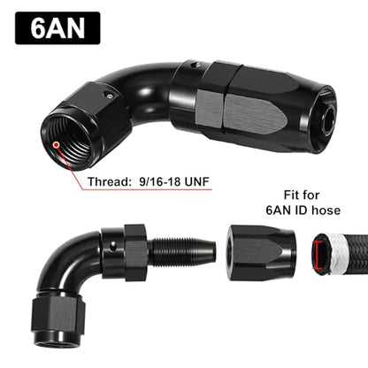 6AN 90 Degree One Piece Full Flow Hose End Fitting Swivel for CPE Braided Hose