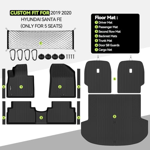 Floor Mat Set for 2019 2020 Hyundai Santa Fe