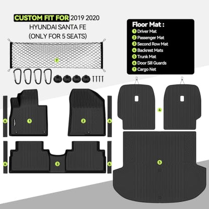 Floor Mat Set for 2019 2020 Hyundai Santa Fe