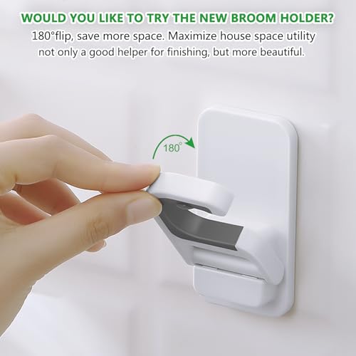 3pack Broom and Mop Holder Wall Mount No Drill Mop and Broom Gripper Mop Handle Hanger Household Cleaning Organizer (3 Count)