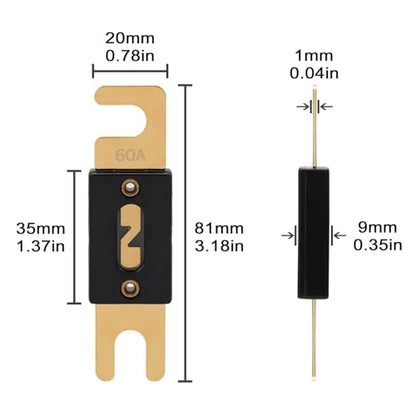 60A ANL Fuse 60 Amp Inline Blade Fuses 32V for Car Audio Inverter Automotive Stereo