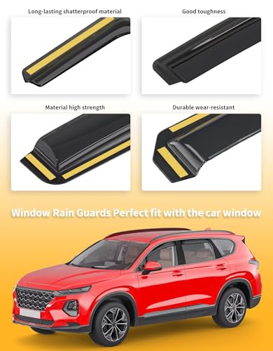 Window Visors Rain Guards for Hyundai Santa Fe 5 Seats 2019 (4 Count)