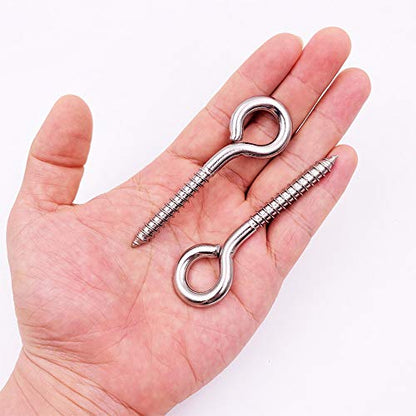VANFLY 304 Stainless Steel Eye Shape Screws Metal Hook (24 Count)