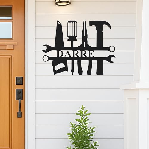 Custom Garage Workshop Metal Sign Personalized Tool Name Wall Art for Car Truck Mechanic Shop Decor Durable Steel Sign for Dad Husband Men’s Auto Workspace or Fence