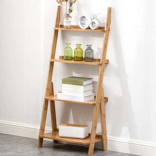 Bamboo Ladder Shelf Bookcase