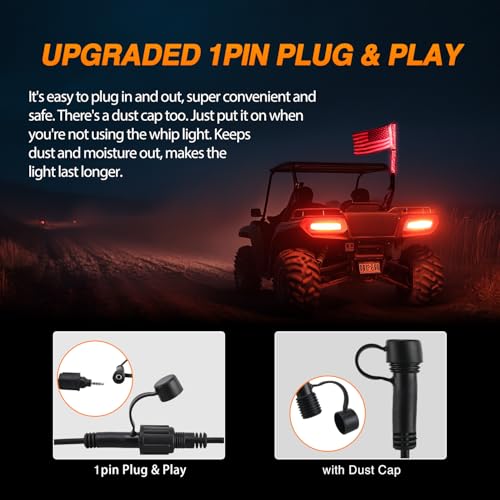 RGB LED Whip Light 1PC 3FT Lighted Antenna Whips
