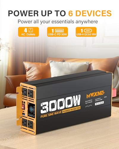 3000W Pure Sine Wave Inverter 24V DC to 110V 120V AC Converter for RV Truck Home Off